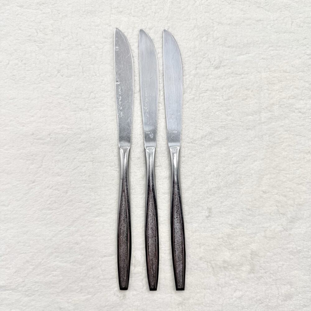 Ekco Eterna Corsair 3pc Dinner Knives MCM Japan Textured Handle 8.5 inch